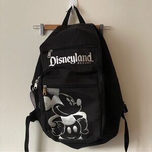 Disney Parks Disneyland Resort Black
Collection Full Size Backpack Silver Micky